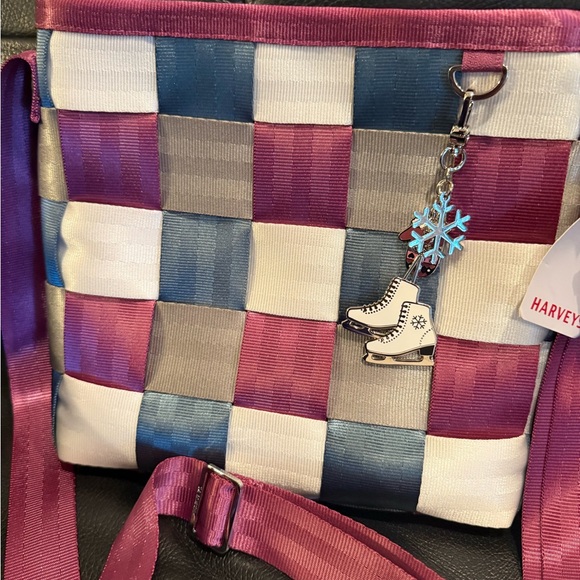 Harveys holiday purple and blue ice skating  Crossbody Bag - Picture 2 of 11